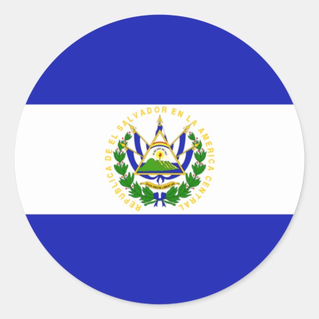 Adesivo Redondo A bandeira de El Salvador. (Frente)