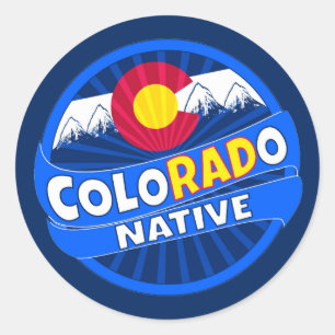Adesivo Redondo A bandeira do Colorado é engraçada e tem autocol
