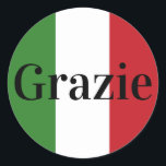 Adesivo Redondo A bandeira italiana colore Italia Grazie vermelho<br><div class="desc">Personalize com todo o texto ou deixe o vazio.</div>