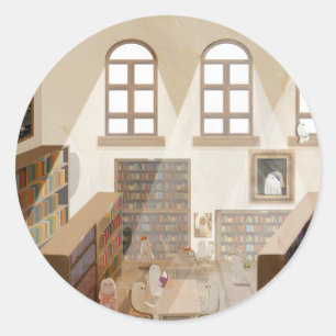 Adesivo Redondo A Biblioteca Assombrada