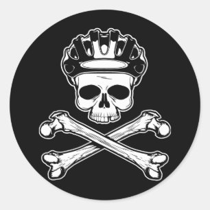 Adesivo Redondo A bicicleta ou morre - bicicleta e Crossbones