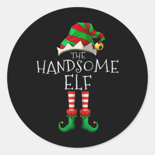 Adesivo Redondo A Bonita Família De Natal Elf Correspondendo Ao Xm