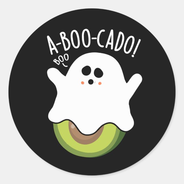 Adesivo Redondo A-boo-scado Funny Avocado Pun Dark BG (Frente)