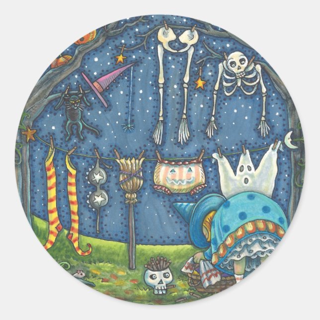 ADESIVO REDONDO A BRINCADEIRA PEGANDO O GATO NEGRO, FANTASMA, ROUB (Frente)