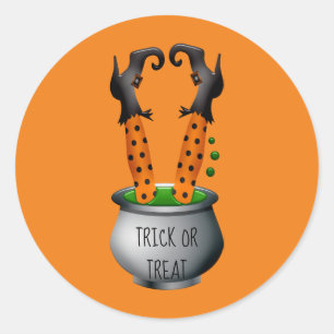 Adesivo Redondo A bruxa-branca Halloween é negra e laranja