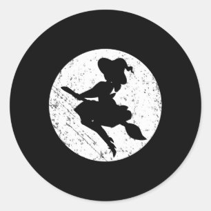 Adesivo Redondo A Bruxa legal Silhouette Halloween Trick Ou Treine