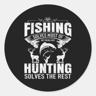 Adesivo Redondo A caça à pesca resolve problemas de acampamento
