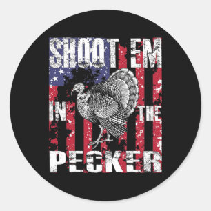 Adesivo Redondo A caça à Turquia masculina atira-me no caçador de 