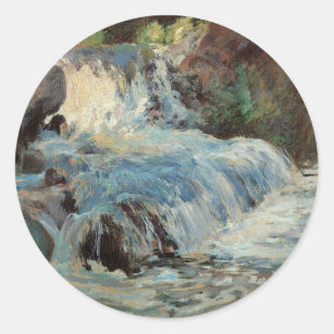 Adesivo Redondo A cachoeira de Twachtman, Impressionismo Vintage