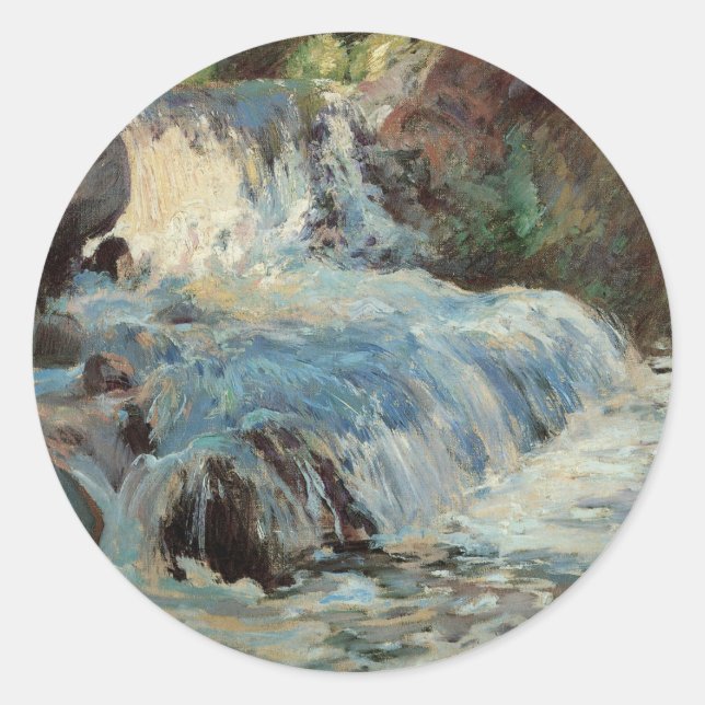 Adesivo Redondo A cachoeira de Twachtman, Impressionismo Vintage (Frente)