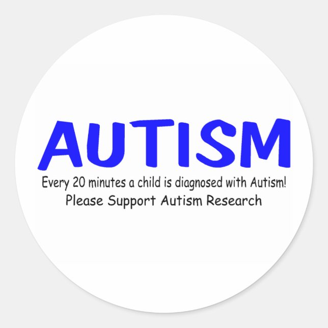 Adesivo Redondo A Cada 20 Minutos Uma Criança Está Nascer De Autis (Frente)