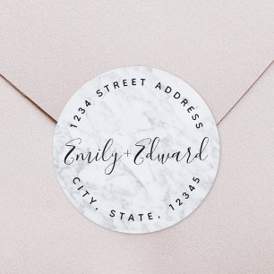 Adesivo Redondo A caligrafia de mármore nomeia o endereço circul