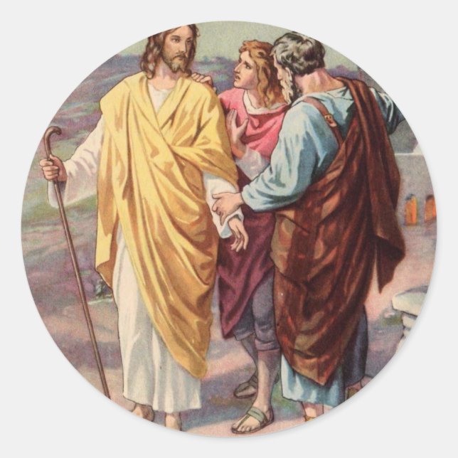 Adesivo Redondo A caminhada para Emaús (Frente)