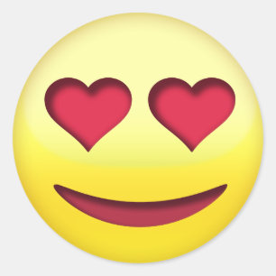 Adesivo Redondo A cara de sorriso com coração deu forma ao emoji
