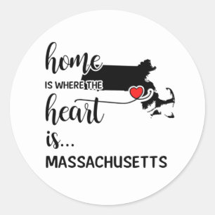 Adesivo Redondo A casa de Massachusetts é onde está o coração