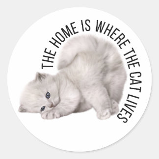 Adesivo Redondo A casa é onde o gato vive