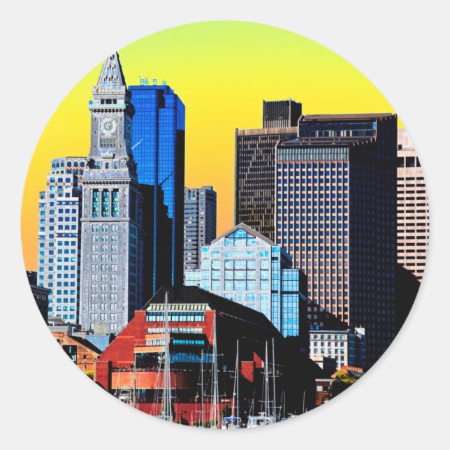 Adesivo Redondo A Casa Personalizada Boston USA Poster (Frente)