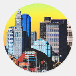 Adesivo Redondo A Casa Personalizada Boston USA Poster