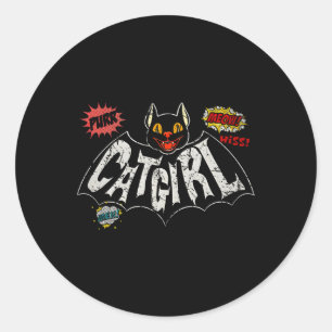 Adesivo Redondo A Catgirl Vintage Rockabilly