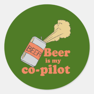 ADESIVO REDONDO A CERVEJA É MEU COPILOTO