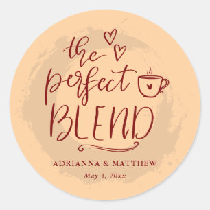 Adesivo Redondo A Cerveja Perfeita De Casamento De Café