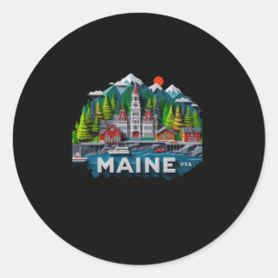 Adesivo Redondo A Cidade Do Maine No Sticker Dos Eua
