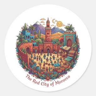 ADESIVO REDONDO A CIDADE VERMELHA DO MARROCOS