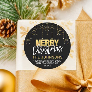 Adesivo Redondo A cintilação Dourado preta elegante Stars o