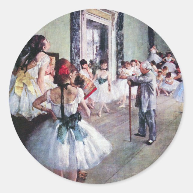Adesivo Redondo A classe de dança de Edgar Degas, Arte Balé de Vin (Frente)