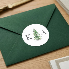 Adesivo Redondo A Coleção de Casamentos da Floresta de Pinheiros d