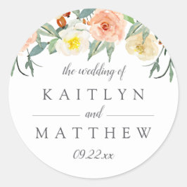 Adesivo Redondo A Coleção de Casamentos do Primavera Blossoms