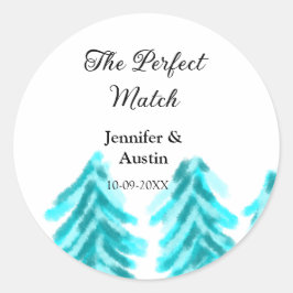 Adesivo Redondo A combinação perfeita do casamento do pinheiro azu