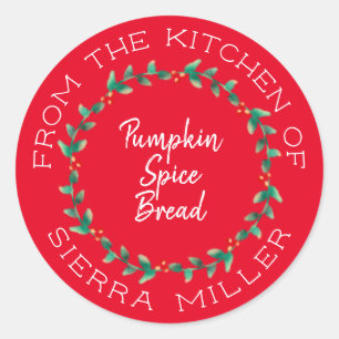 Adesivo Redondo A cozinha Holly Wreath de Natal trata do rótulo ve