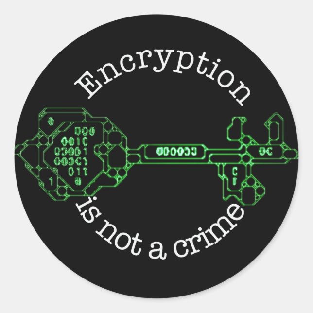 Adesivo Redondo A criptografia não é um Crime, Round Sticker (Frente)