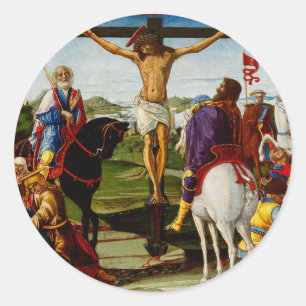 Adesivo Redondo A Crucificação por Benvenuto di Giovanni