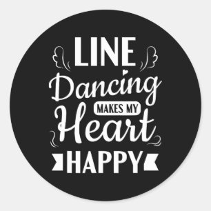 Adesivo Redondo A dança da linha faz meu coração feliz