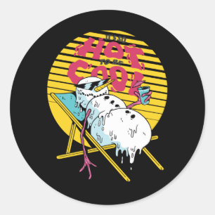 Adesivo Redondo A derreter Snowman Tão quente a ser legal