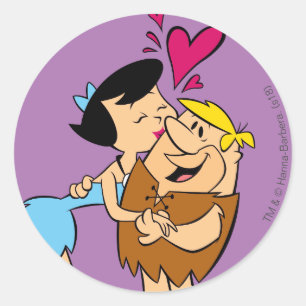 Adesivo Redondo A discussão de beijo dos Flintstones   Betty
