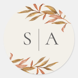 Adesivo Redondo A Elegante Aquarela Deixa Focos De Envelope De Cas