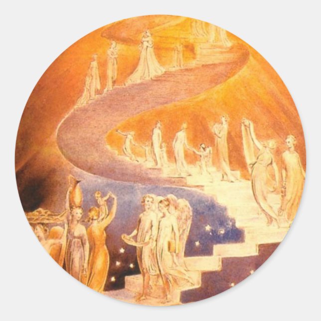 Adesivo Redondo A Escada do Jacob de William Blake (Frente)