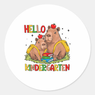 Adesivo Redondo A Escola De Capybara Começa O Jardim De Infância D