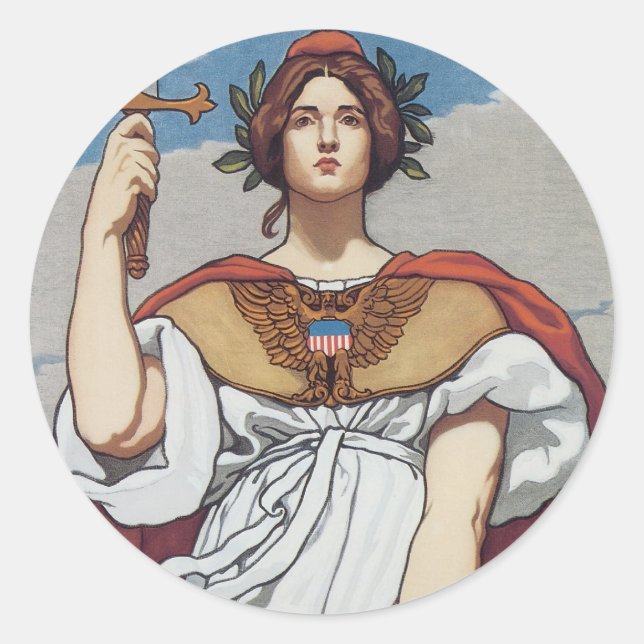 Adesivo Redondo A Espada é Desenhada, O Marinho Segura-A (Frente)