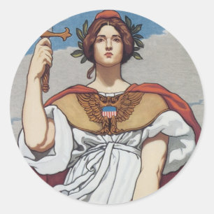 Adesivo Redondo A Espada é Desenhada, O Marinho Segura-A