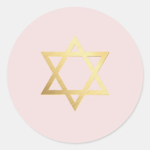 Adesivo Redondo A estrela judaica do ouro moderno do BASTÃO