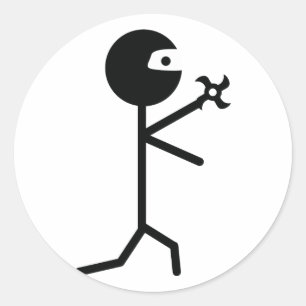 Adesivo Redondo a estrela preta do ninja da arte marcial shiruken