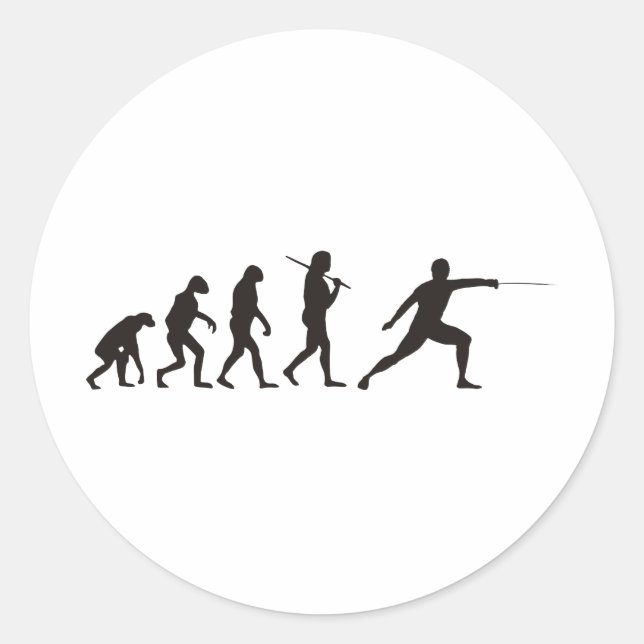 Adesivo Redondo A Evolução Da Esgrima (Frente)