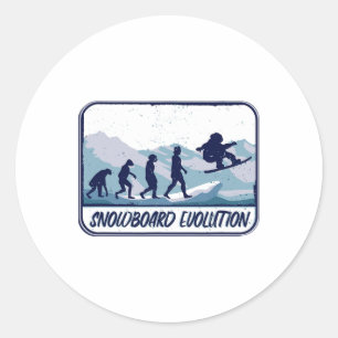 Adesivo Redondo A Evolução De Snowboard Atravessa Os Lixos De Muda