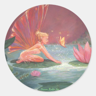 Adesivo Redondo A Fada Lotus Pond