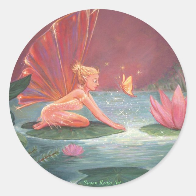 Adesivo Redondo A Fada Lotus Pond (Frente)