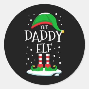 Adesivo Redondo A Família De Natal Elf Pai Correspondendo Ao Pai X